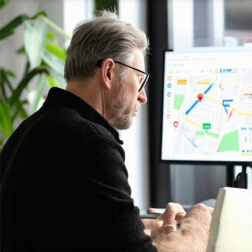 Analyzing Local SEO Data in Long Beach Business owner reviewing Google Maps insights for Long Beach SEO