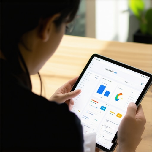 Business owner reviewing analytics on a tablet for local SEO optimization