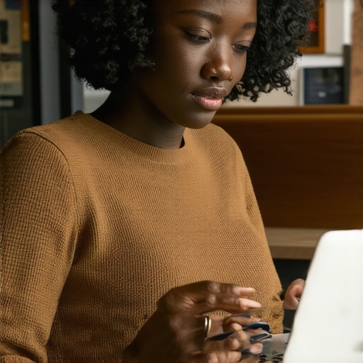 Optimizing GMB Profile in Long Beach Business owner working on Google My Business profile at a cafe in Long Beach.