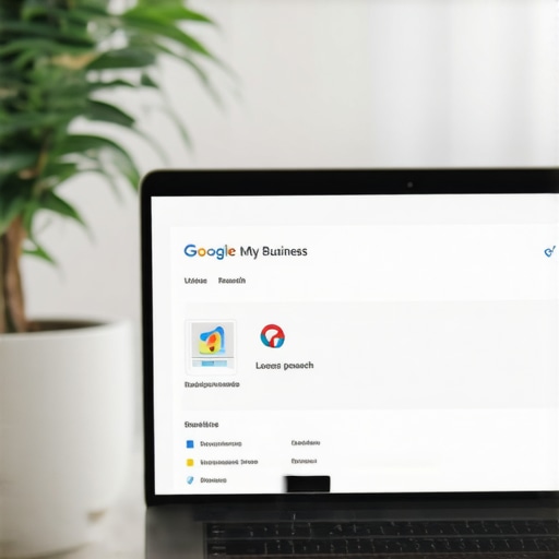 Business owner optimizing Google My Business profile with Long Beach landmarks in background