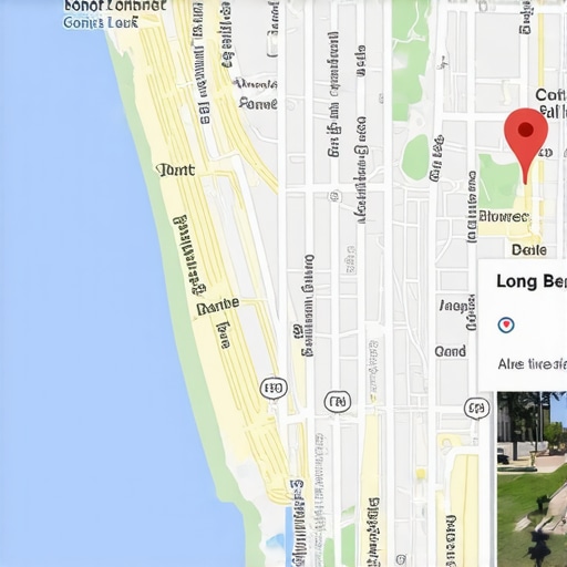 Map highlighting a well-optimized Google My Business listing in Long Beach, California.