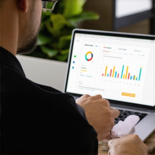 Person reviewing Google My Business data on a laptop for local SEO in Long Beach.