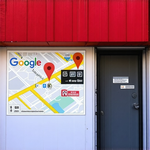 Optimized Google My Business Listing in Long Beach Long Beach storefront displaying Google Maps optimization icons.