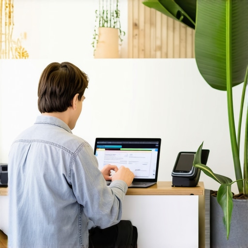 Business owner updating Google My Business profile on a computer in Long Beach
