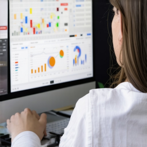 Analyzing Local SEO Data A person reviewing local SEO analytics on a laptop with maps and charts displayed.
