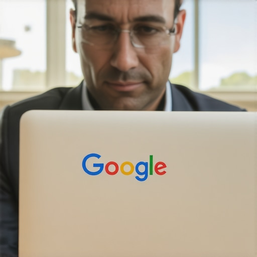 Business owner editing Google My Business profile on laptop with Long Beach scenery