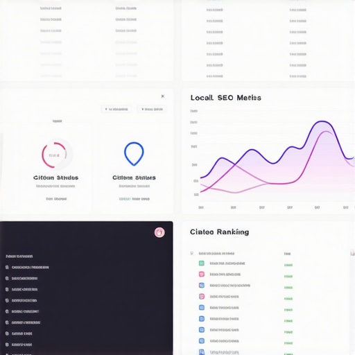 Screen showing analytics of local search rankings, citations, and reviews for Long Beach businesses.