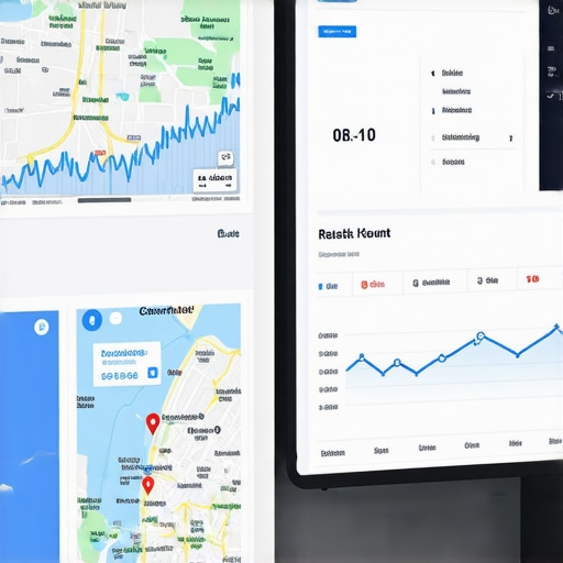 Person analyzing local SEO metrics on a computer, focusing on Google Maps performance