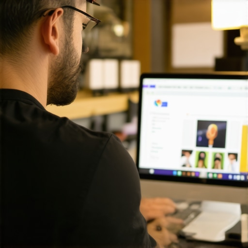 Shop owner optimizing Google My Business profile on a laptop in Long Beach