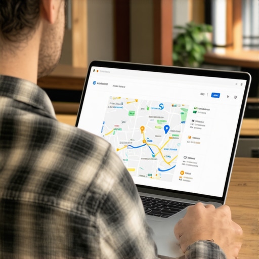 Business owner adjusting Google Maps profile on laptop