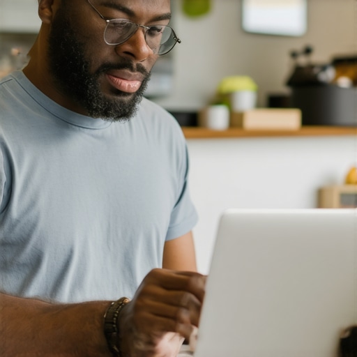 Business owner editing Google My Business listing on a laptop in a Long Beach shop