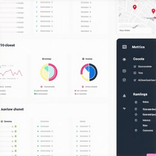 A person analyzing SEO dashboards with maps and analytics